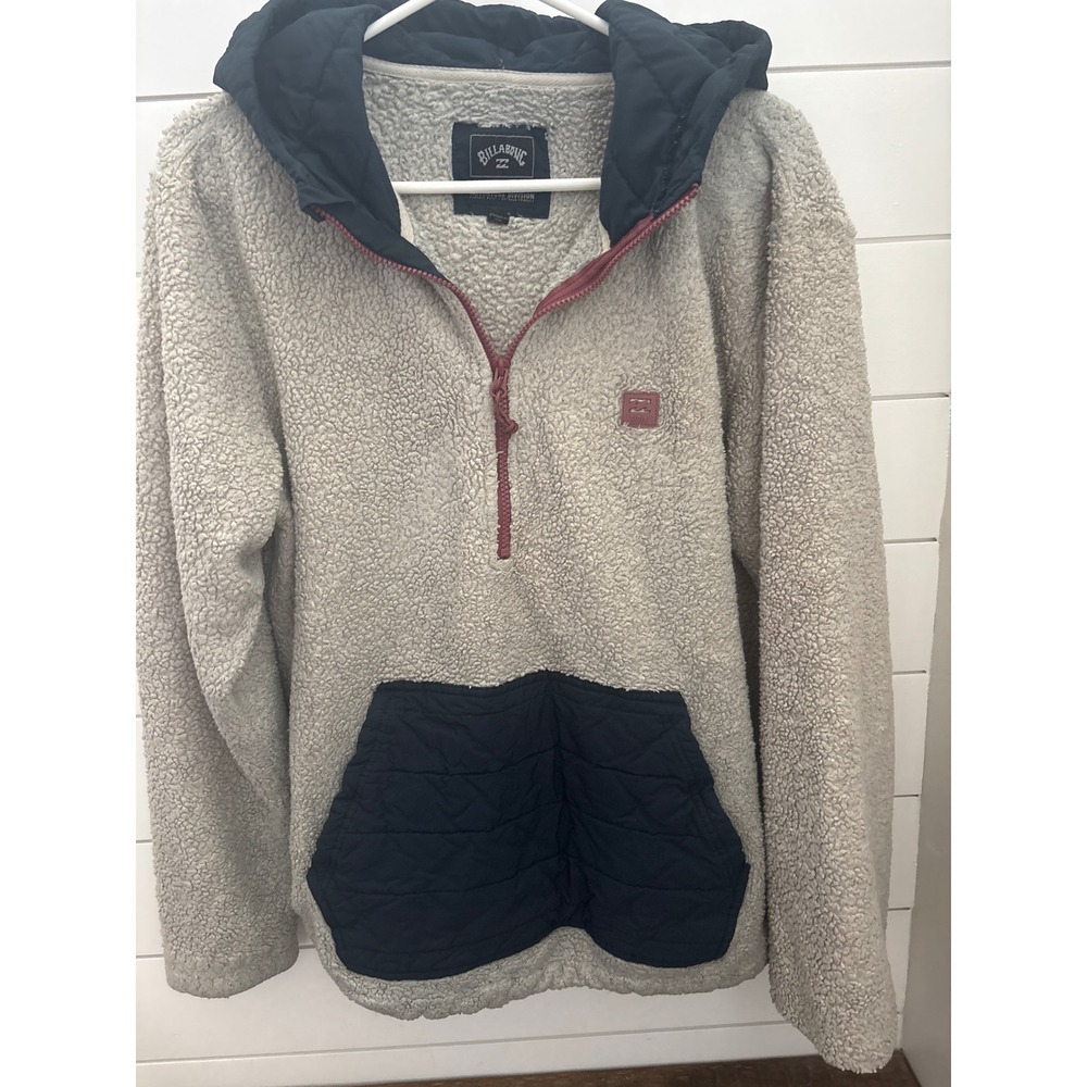 Vintage Billabong Adventure Division Mens Large Sherpa Fleece Quarter Zip Hoodie